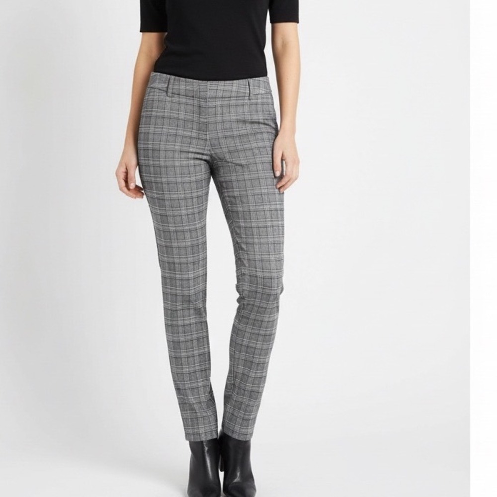 Eliane Rose Plaid Skinny Pants Women Size 8 Gray Black Slim Fit Ankle‎